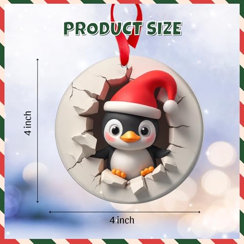 Penguin Ornament 2D - Penguin 13, Acrylic Christmas Decoration, 4.0" Round