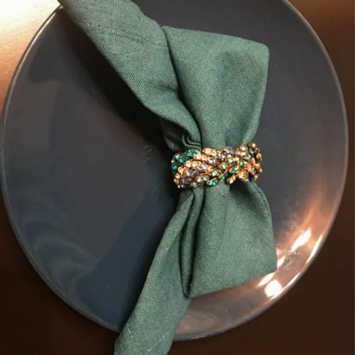 Joyindecor Jeweled Peacock Napkin Rings Set of 12 - Blue, Handcrafted Crystal Ring Holders