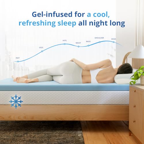 EGOHOME Queen Memory Foam Mattress Topper 3 Inch Cooling Gel Infused