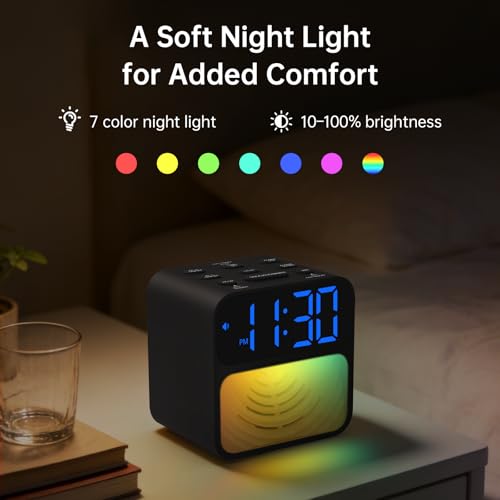 AuroraCalm Extra Loud Alarm Clock for Heavy Sleepers - Black, 115dB