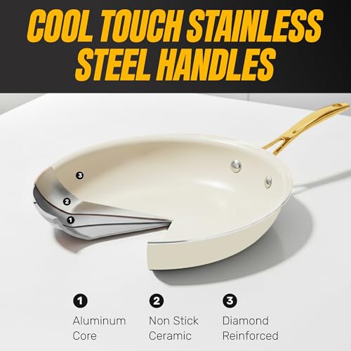 Gray 15-Piece Ceramic Cookware Set with Diamond & Titanium Coating