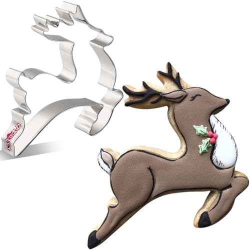 LILIAO Christmas Reindeer Cookie Cutter - 3.9 x 4.3 inches - Stainless Steel