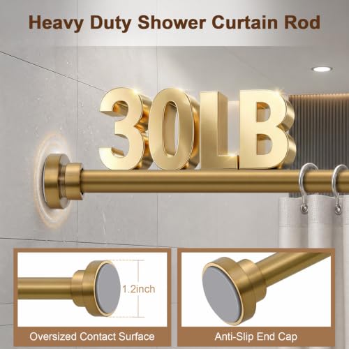 Adjustable Gold Shower Curtain Rod 34-82 Inches Tension No-Drill Support - 1 Pack