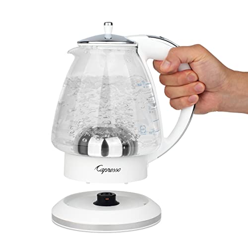 Capresso H2O Glass Kettle, 240.02, White and polished chrome, 48