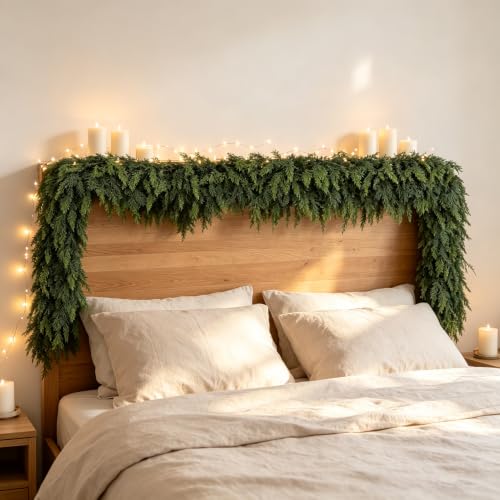 2 Pcs 6ft Real Touch Cedar Artificial Christmas Garland – Greenery, Cedar Look