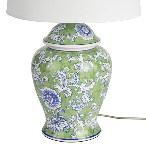 Nourison Floral Ceramic Table Lamp 24 Inch Green & Blue Garden Decor