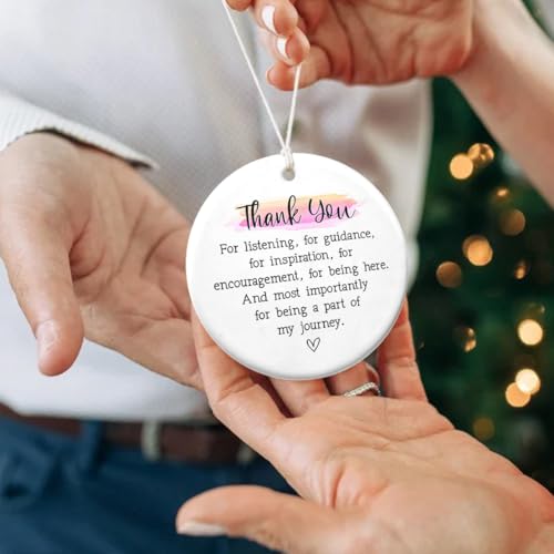 Thank You Christmas Ornament - Ceramic Hanging Gift for Coworker, Boss, Teacher, Friend