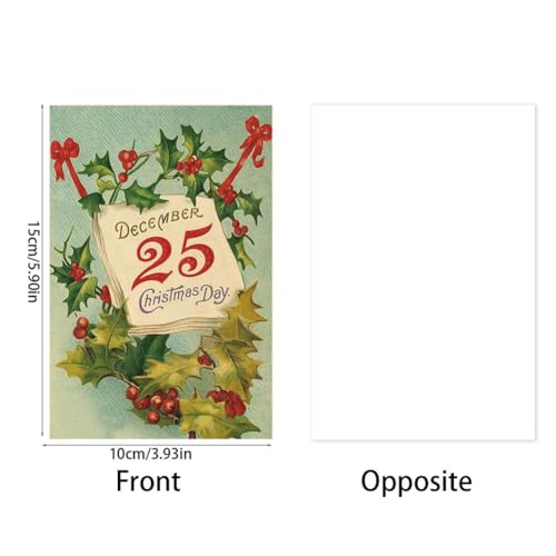 Vintage Christmas Postcard Set 12 pcs – Pretty Greeting Cards for Holiday Wishes