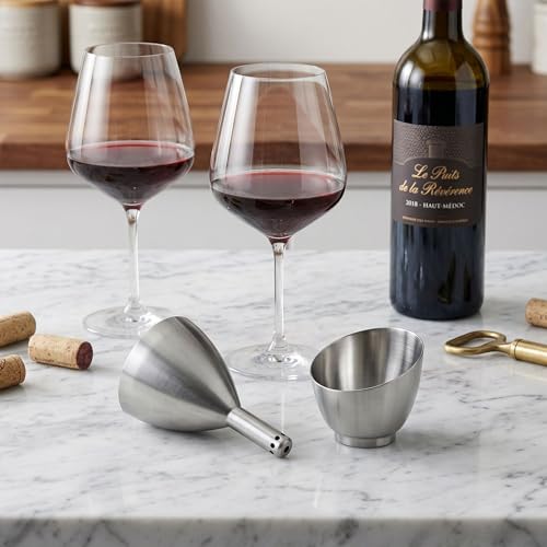 Rabbit Stainless Steel Wine Aerator Funnel with Sediment Strainer - Quick & Easy Wine Decanting