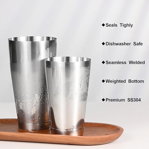 Etens Commercial Cocktail Shaker Set - Large & Small Weighted Stainless Steel Tins - 6pc Barware for Restaurants & Bars