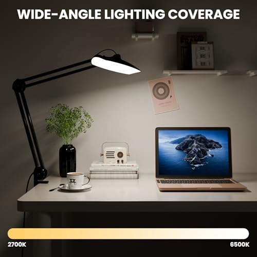 Gelpal 3000 Lumens Adjustable LED Desk Lamp with Clamp - Black