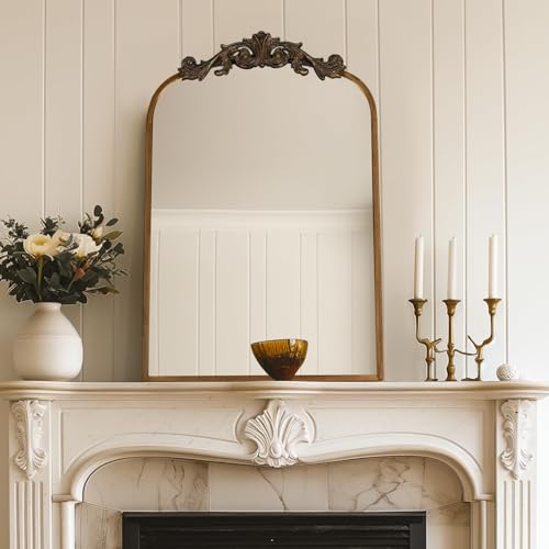 USHOWER Vintage Gold Mirror 24x36 Inch Antique Baroque Wall Mirror