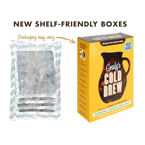 Grady’s Cold Brew Coffee & Chicory Pouches - Original 8 Count - New Orleans Style, Easy Brew, 24 Drinks