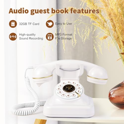 Retro Audio Guest Book Phone for Weddings & Parties - White