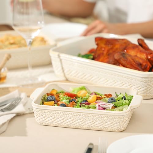 ArteBake Beige Ceramic Casserole Dish Set of 3 Oven-to-Table Bakeware