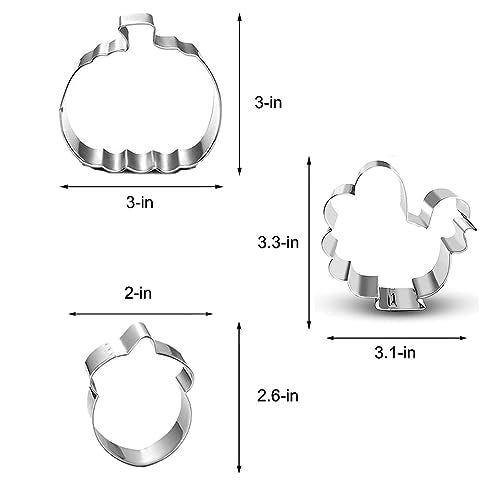 Fall Thanksgiving Feast Cookie Cutters - 5 pieces Large Cookie Cutters Shape - Turkeys, Oak Leaf, Pumpkin, Acorn, Candy Corn for Christmas Food Party Decorations
