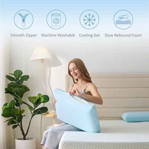 Cooling Gel Memory Foam Pillow for Hot & Side Sleepers - Standard Blue