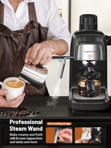 KEENSTAR 3.5 Bar Compact Espresso Machine - Black, 800W, 4-Cup