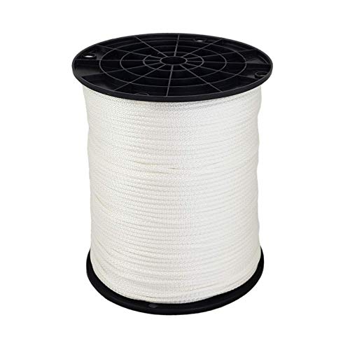 1/8 Inch Solid Braid Polyester Rope - Low Stretch Industrial Cord 1000 Ft - White