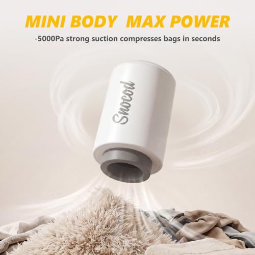 SNOCOD 15 White Travel Vacuum Storage Bags with Electric Pump - Space Saving Compression Set