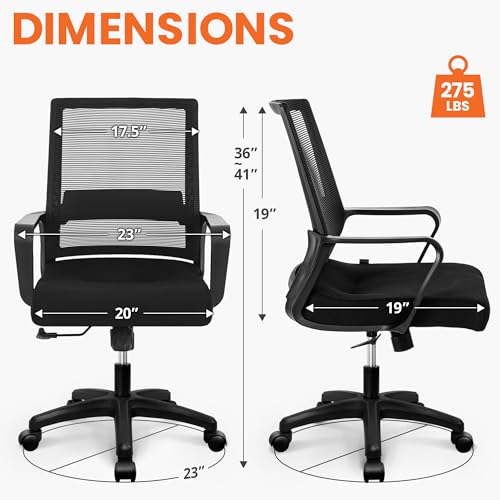 Neo Chair Office Mesh Desk Chair Black Wide Seat Adjustable Mid-Back