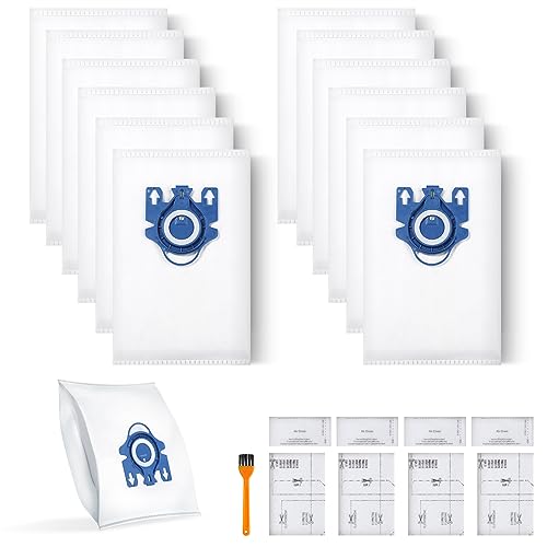Rowhalf 12 Pack 3D Airclean Dust Bags for Miele GN C1 C2 C3 S2 S5 S8
