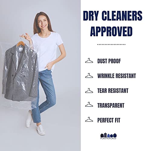 Plasticplace 72x21 Inch Clear Garment Bags - 240 Count, Zippered, Dust & Wrinkle Protection, Made in USA