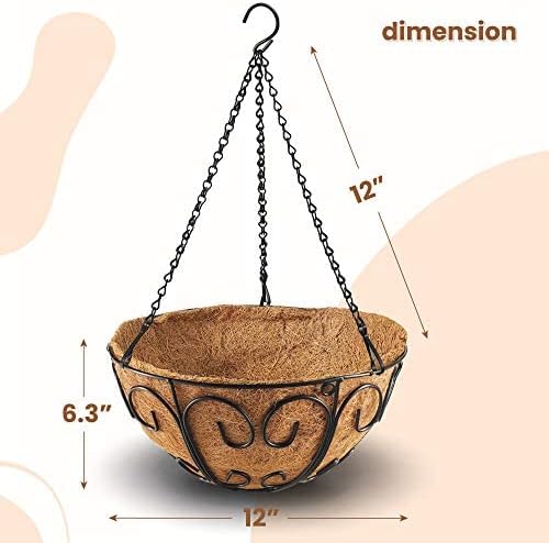 Butterfly Shape | 2 Pack Metal Hanging Planter Baskets - Round Wire Holders with Coco Coir Liners for Indoor/Outdoor Garden Decor