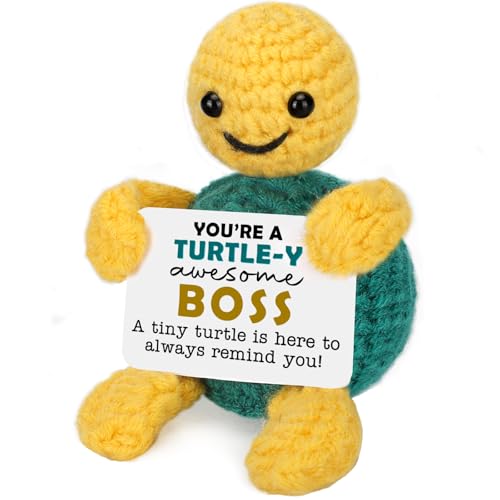 NEVERNERVE Boss Crochet Turtle Gift for Boss's Day, Birthday, Christmas - Boss Lady Men Women Office Desk Decor