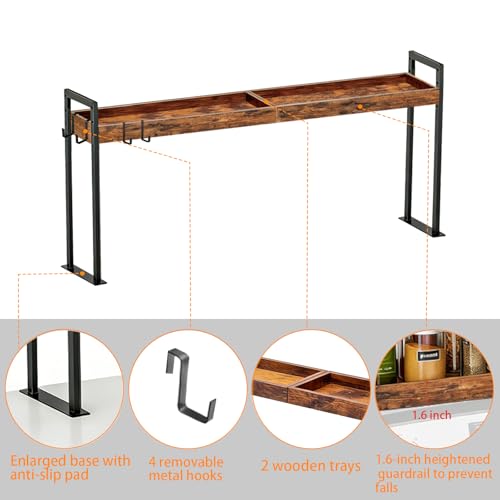32.9-Inch Over Stove Spice Rack Shelf for 30-Inch Stovetop with Adjustable Height Rustic Brown & Black