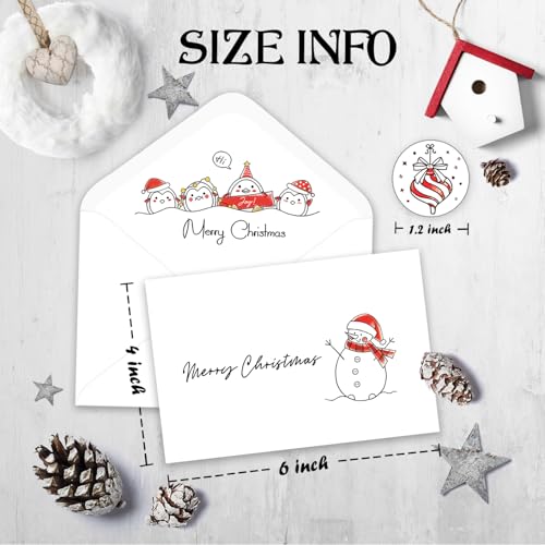 Christmas Cards - Pack of 24, 6 Assorted Designs Merry Christmas Cards with Envelopes - Bulk Boxes card - Perfect to Send Warm Holiday Wishes to Friends and Family - 4" x 6"