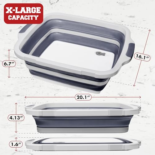 X-Large Collapsible BBQ & Smoker Prep Tub with Locking Lid - Gray