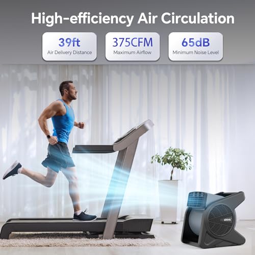 Grey Shinic 15-Inch High Velocity Fan with 375 CFM, 3-Speed Air Mover & Portable Carpet Dryer