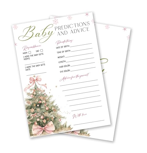 ONDTOM Christmas Baby Shower Game Cards 25-Pack - Winter Holiday Party Advice & Predictions, Model A03