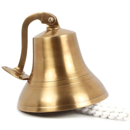 Antique Brass 6-Inch Wall Mounted Nautical Bell - Vintage Hanging Ship Bell - Antique Finish
