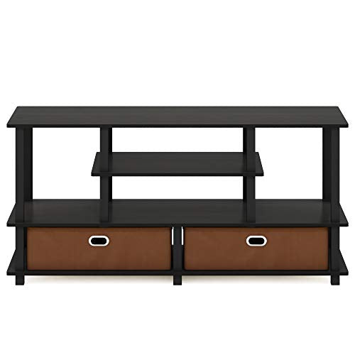 Furinno JAYA TV Stand for 55-Inch Flat Screen, Black Plastic Frame