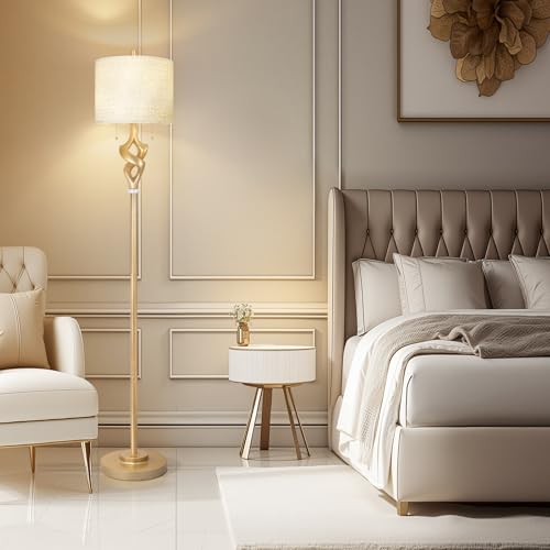 Gold Leaf Sculptural Floor Lamp with Marble Base - 65.5 Inches