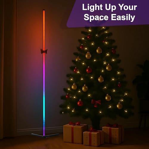 RGB Corner Floor Lamp 57 Inch Tall with App Control - Modern Mood Lighting