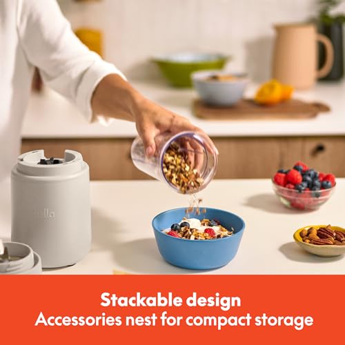 BELLA 6-Piece Portable Rocket Blender & Juicer Set with Oatmilk - 1.7 Cup, BPA Free, 240W
