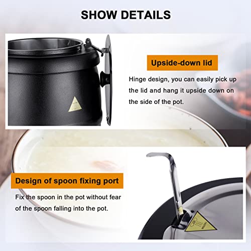 YMJOINMX Black Food Soup Kettle Warmer with Ladle - Commercial Countertop Buffet
