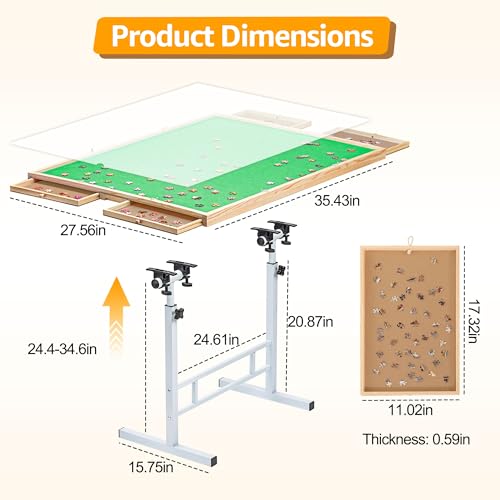 Fanwer 1500 Pieces Tilting Puzzle Table with 4 Drawers & Cover - White / Natural Wood / Standard Set
