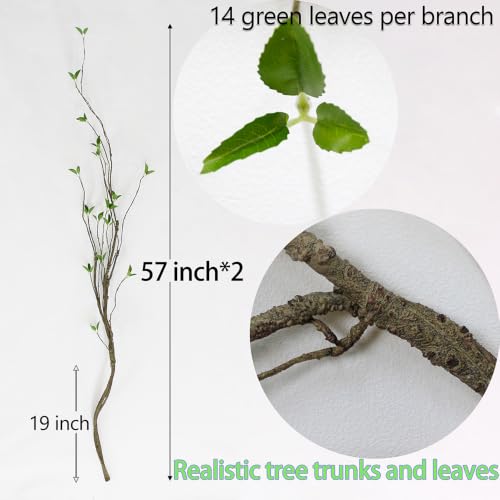 Artificial Tree Branches with Realistic Leaves - 57 Inches, 2 Pack for Indoor Outdoor Decor
