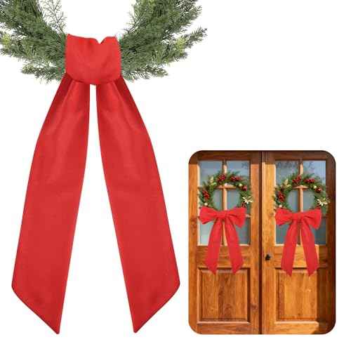 Red Wreath Sash for Front Door - 2 Pcs Christmas Sashes for Wreaths Holiday Party Home Decor, 60 Inch Xmas Wreath Sash for DIY Embroidery Monogram Farmhouse Indoor Outdoor