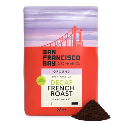 Decaf French Roast Ground Coffee 28 oz Bag - Dark Roast, Swiss Water Process, 100% Arabica, Kosher - San Francisco Bay