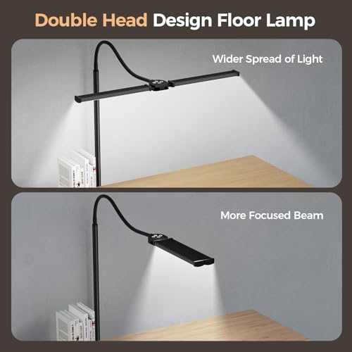 VrimNowit Black LED Floor Lamp for Living Room & Office Reading