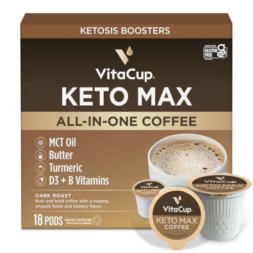 VitaCup Keto Max Dark Roast Coffee Pods with MCT Oil - 18ct, Pack of 1