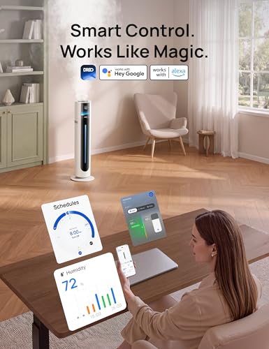 DREO 11L White Smart Humidifier for Large Rooms 700 sq.ft, Quiet 100H Run