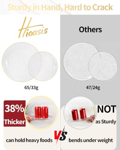 Hioasis Clear Gold Disposable Plates - 350 Pcs Wedding & Party Tableware