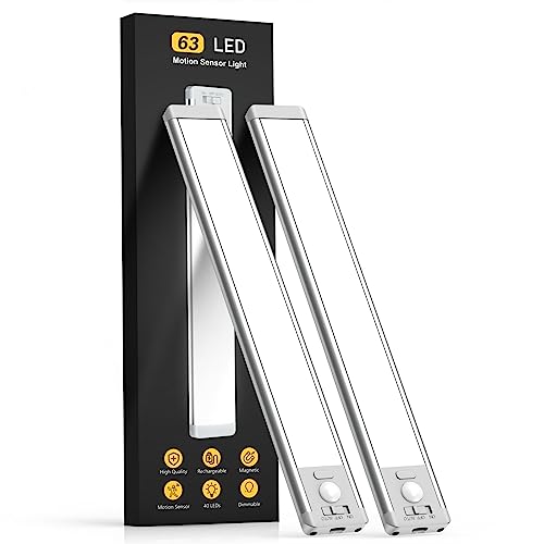 White 14.7 Inch Rechargeable Motion Sensor Under Cabinet Light - 2 Pack