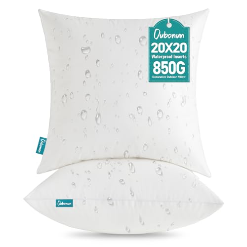 Outdoor Waterproof Pillow Inserts 20x20 Set of 2 - Square Patio Cushions